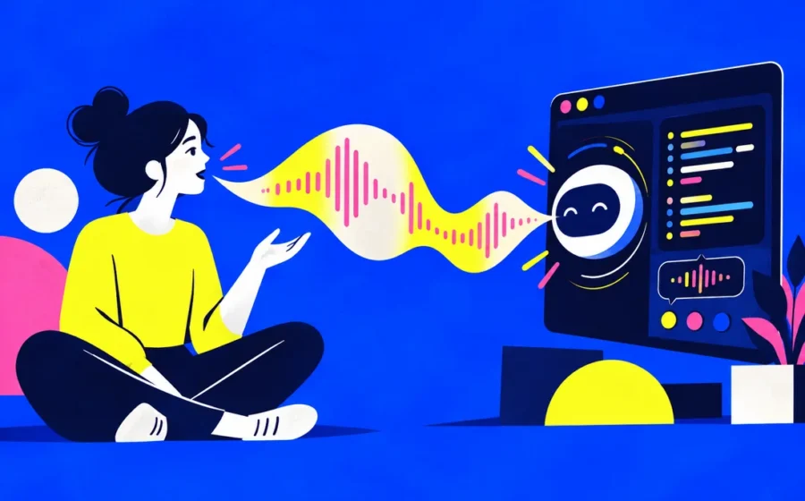 Live audio ribbon running between a person and responsive developer-built interface