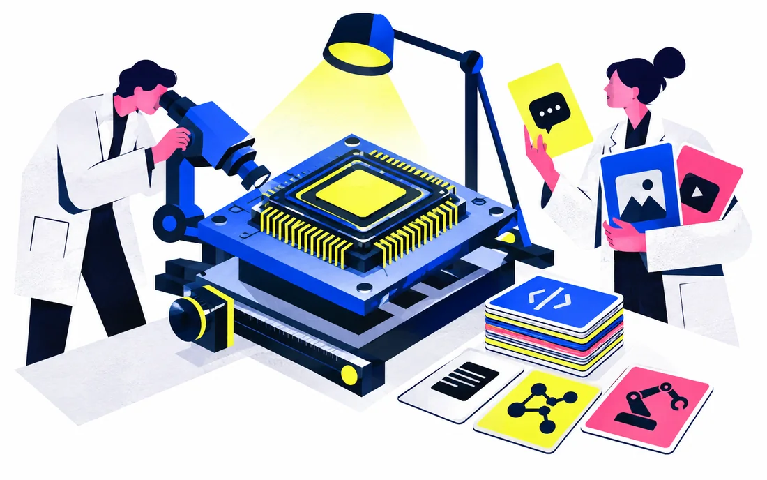 AI accelerator on laboratory measuring platform with workload cards not numeric graphs