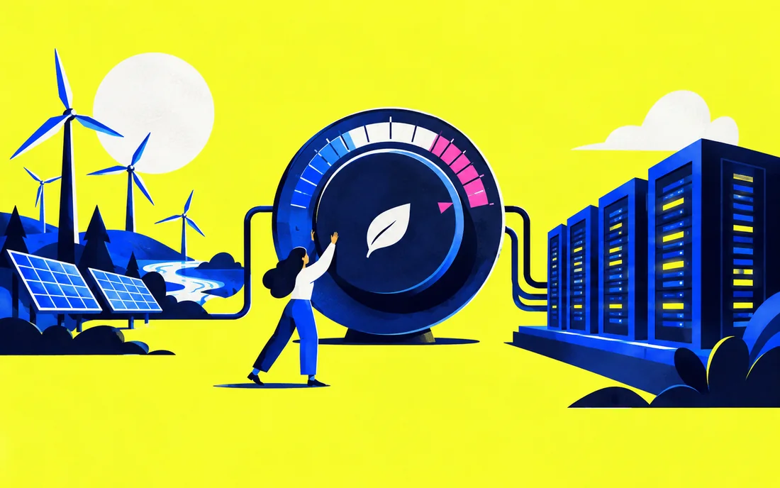 Data center and electricity grid joined by adjustable dial balancing renewable energy