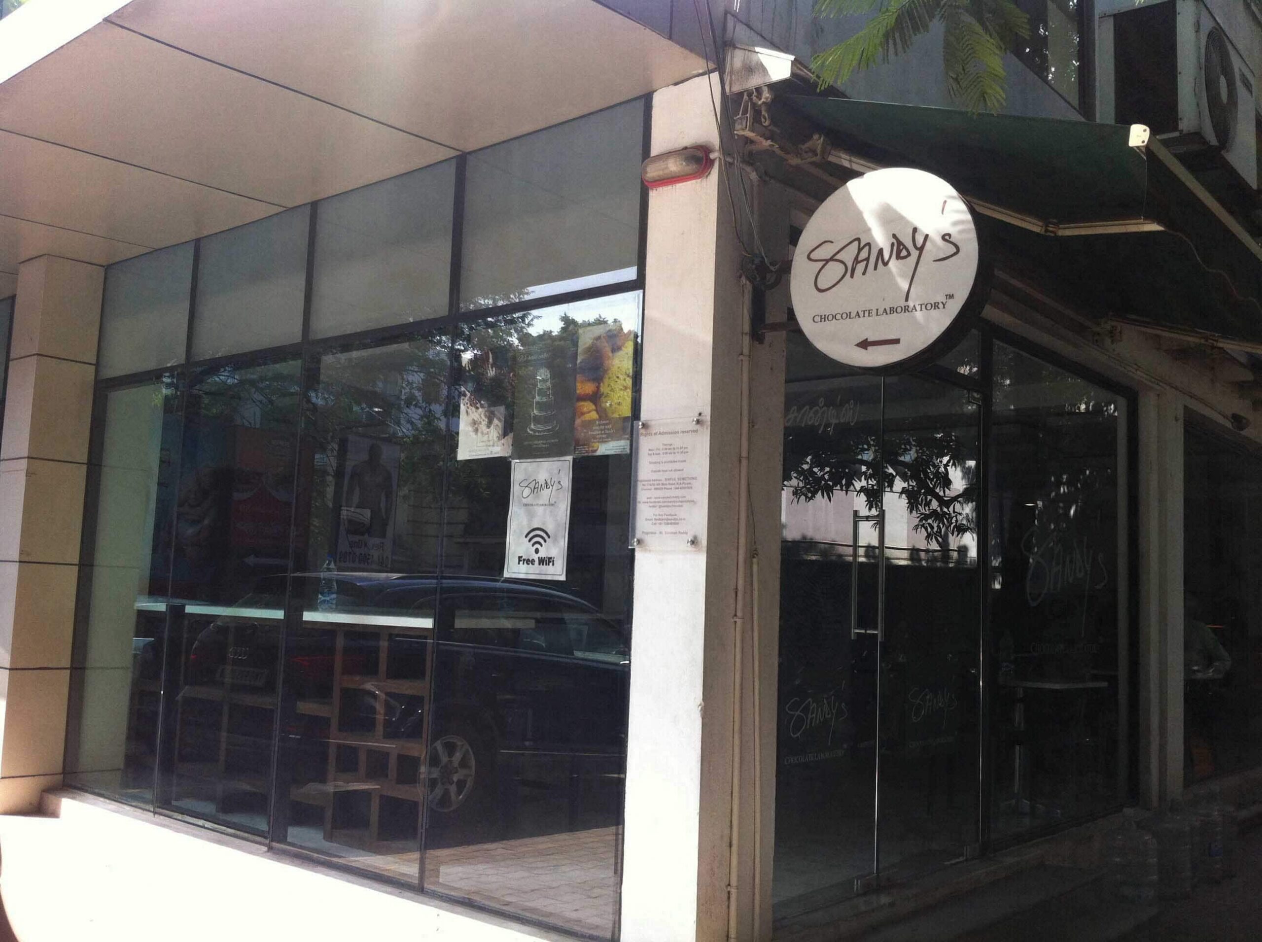 Sandy’s Chocolate Laboratory entrance in Nungambakkam